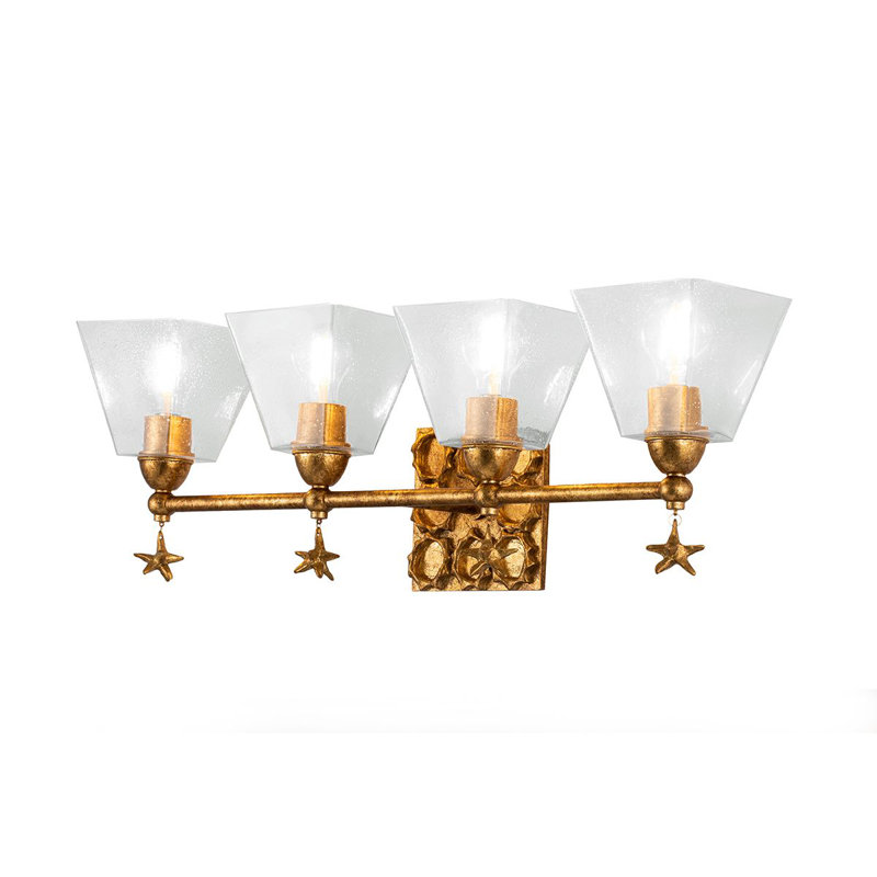 Gurfaan Star 4 Light Vanity, White/Gold