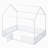White Metal Full Size House Bed With Fence & Door-1205147437