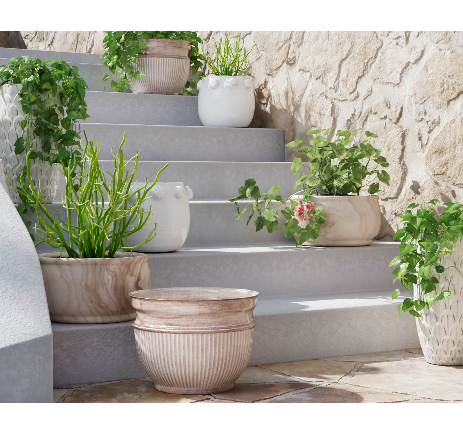Kearns Terracotta Pot Planter, White