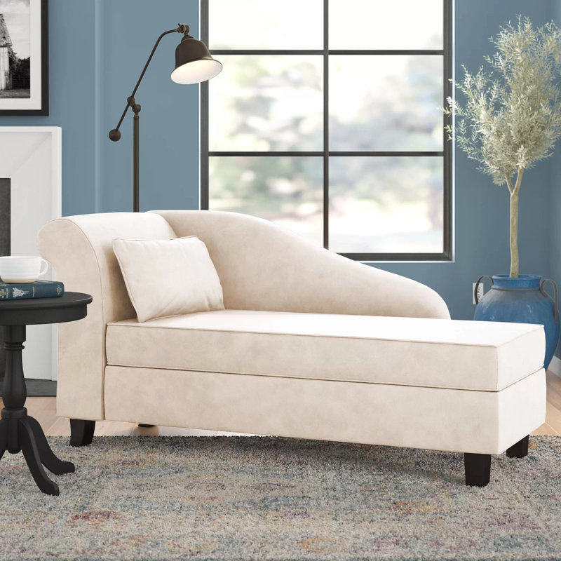 Upholstered Chaise Lounge, Khaki Microfiber/Microsuede