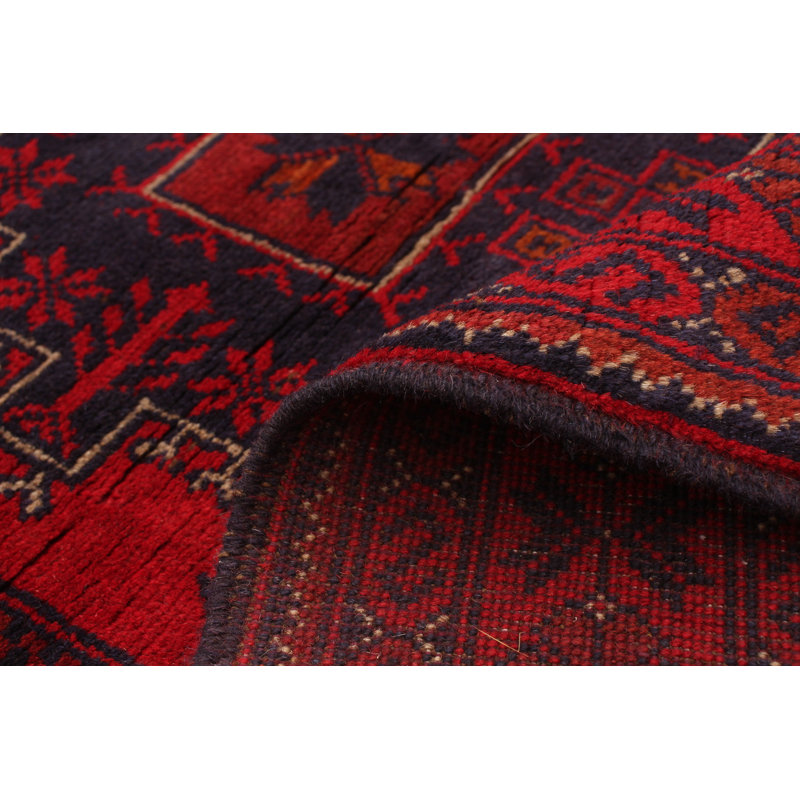 Tapis de zone en laine rouge 4 pi 2 po x 6 pi 3 po à la main one-of-kind-noué la 2010s esari turque Allaina