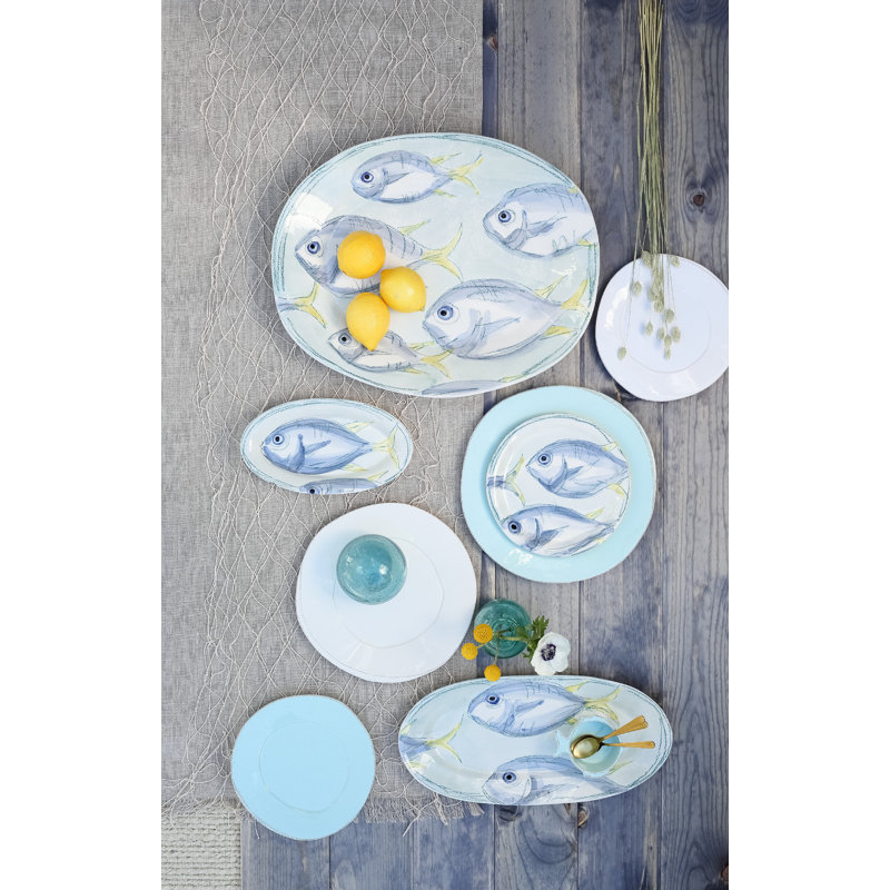 Lastra Handmade Italian Stoneware Dinner Plate, Aqua