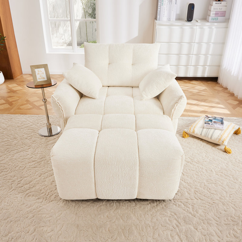 Canapé ergonomique à une place avec repose-pieds, Blanc