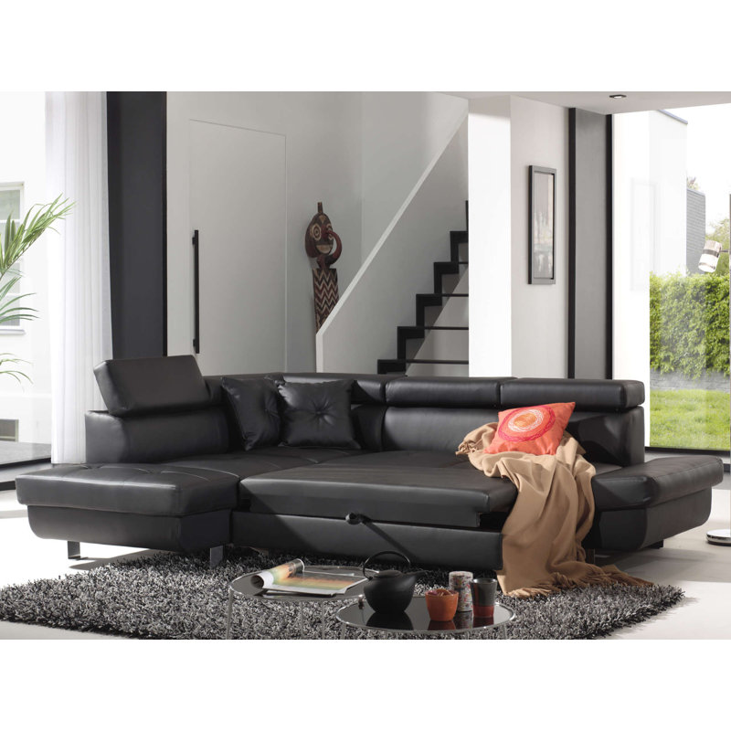 Lisbona 5 Seater Faux Leather Sofa Bed, Left Hand Facing