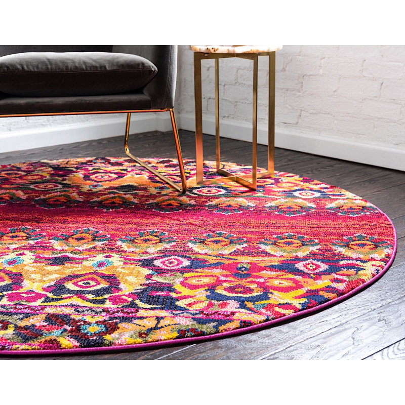 Tapis oriental rouge/jaune Alfreda, Rond 8 pi