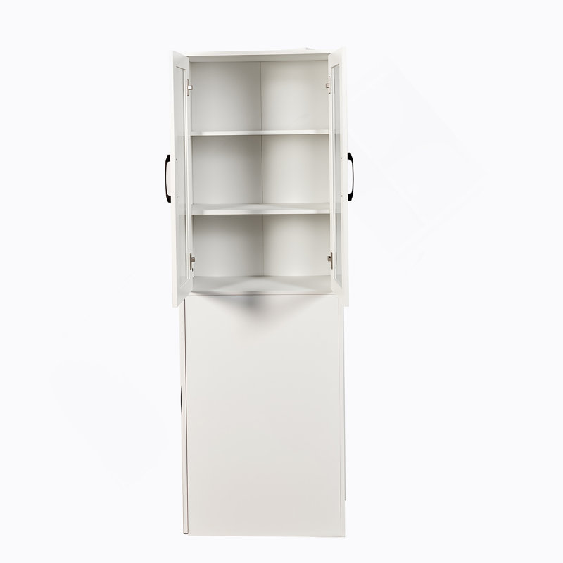 Armoire de rangement H 70,87 po, étagère de rangement coulissante multi-fonctions à 4 niveaux et 2 portes en verre, grande bibliothèque moderne en bois pour le bureau à domicile