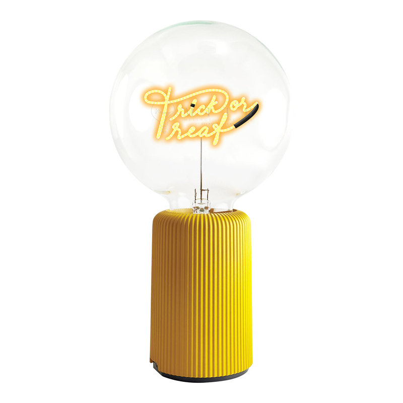 Ampoule TRICK OR TREAT Lampe de table ambre avec base PORTABLE Pop Nomad, H 19 po x l 6,8 po x P 13 po, Jaune