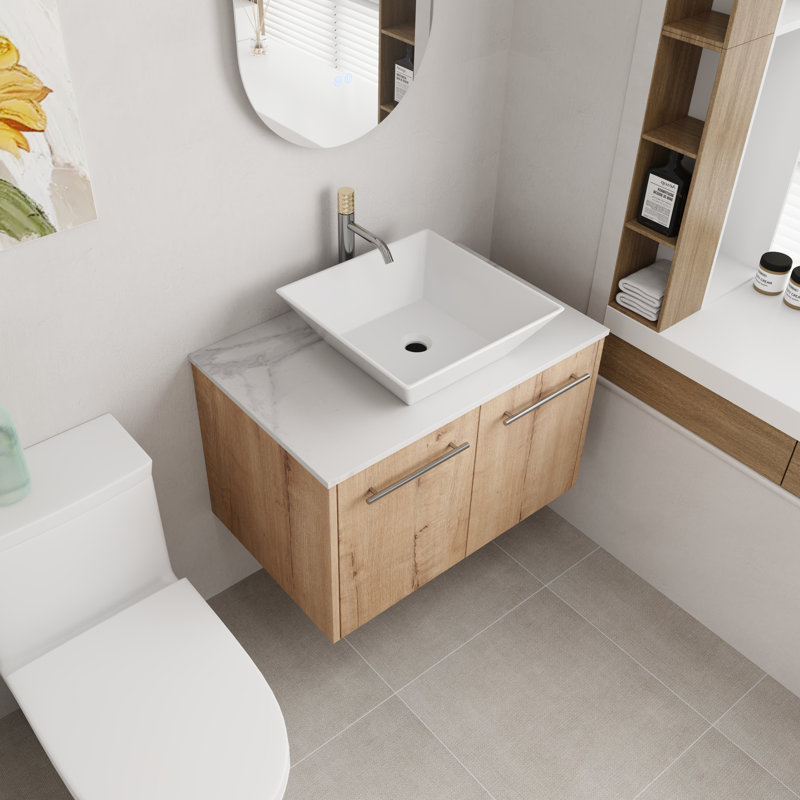 Daeton 30'' Single Floating Bathroom Vanity with Ceramic Top