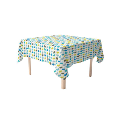 Square Tablecloth, 100% Cotton, 52X52", Happy Whales