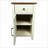 Farmhouse Nightstand with Charging Station, Barn Door & Drawer, Brown+White-558889179