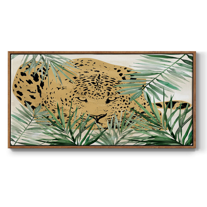 Palm Leopard II - galerie encadrée - prêt à être accroché, H 21 po x l 41 po, Noyer