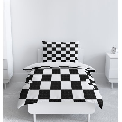 Polyester Checkered Duvet Cover Set