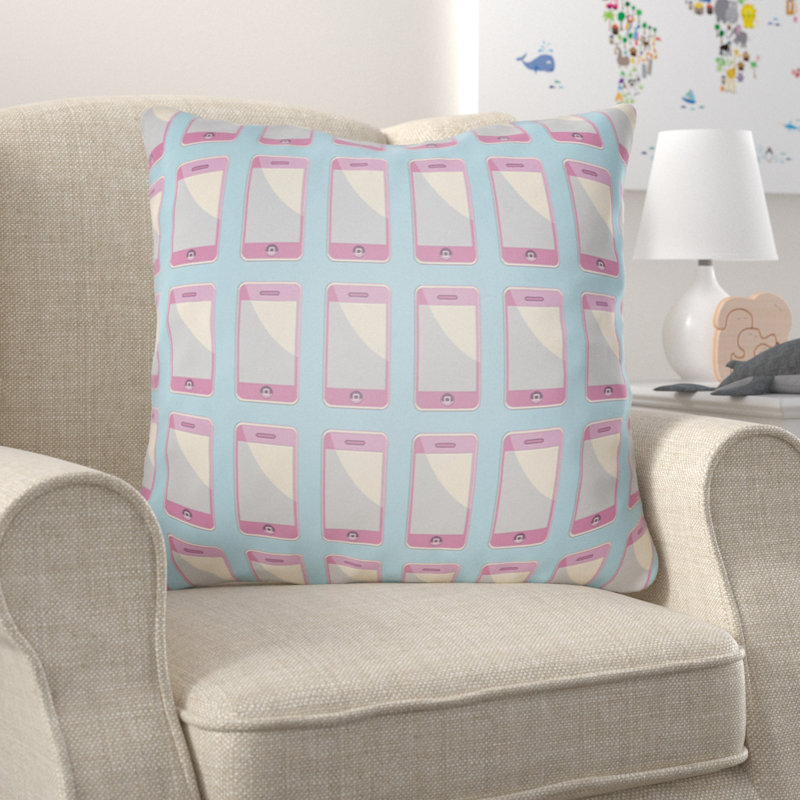 Cheever Geometric Throw Pillow, Robin's Egg, 22" H  x 22" W x 5" D