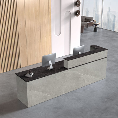 Modern Reception Desk - Lockable Drawers, Cable Management & Silent Tracks for Office, Lobby, Salon