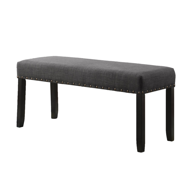 Fabric Dining Bench with Nailhead Trim, Gray