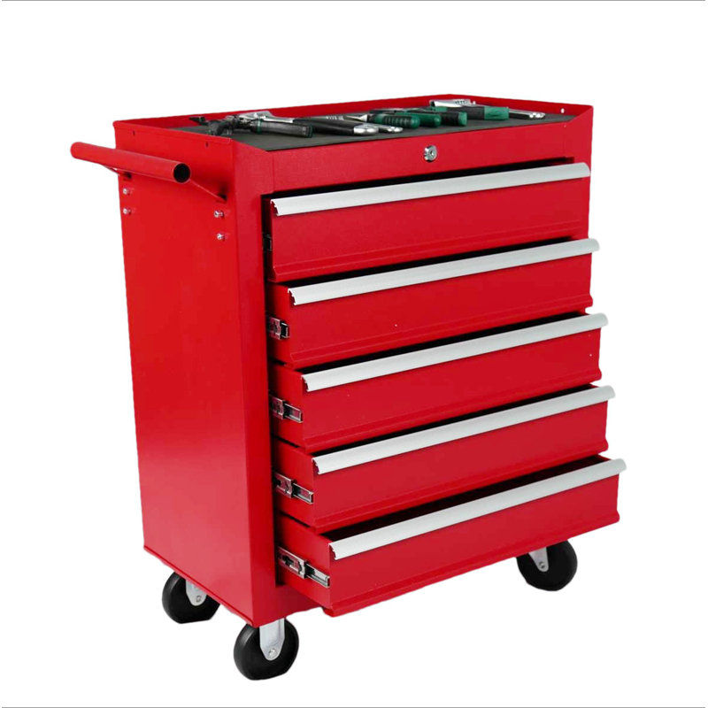 Coffre à outils à 5 tiroirs avec roulettes, armoire de rangement pour outils avec système de verrouillage