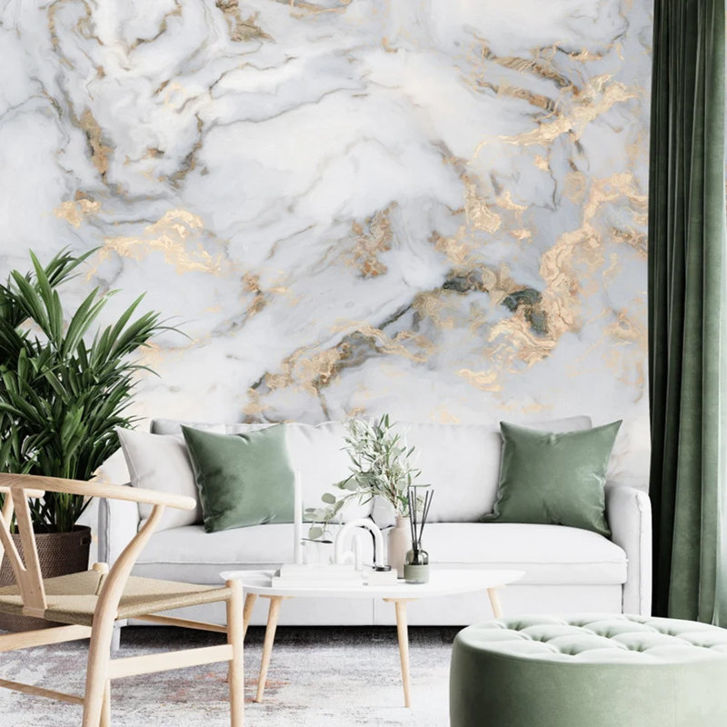 Golden Mist On White Marble, 108" L x 192" W