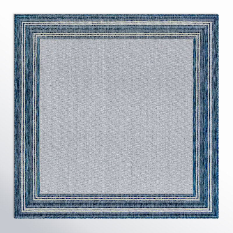 Tapis intérieur / extérieur bleu Kaed, Carré 7 pi 10 po