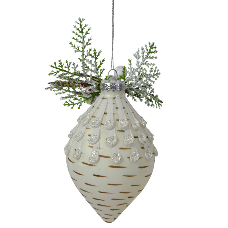Ornement de Noël 5 po en cèdre et baies blanches