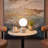 Mila 9.85 in. Mid-Century Modern LED Bedside Table Lamp with Black Marble and Frosted Globe Shade-78049158