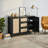 Large Black Oak Rattan Sideboard With 3 Drawers And 2 Doors; Spacious Interior; Bohemian + Farmhouse Style; Multi-Functional Storage Cabinet For Living Room And Kitchen.-526834866