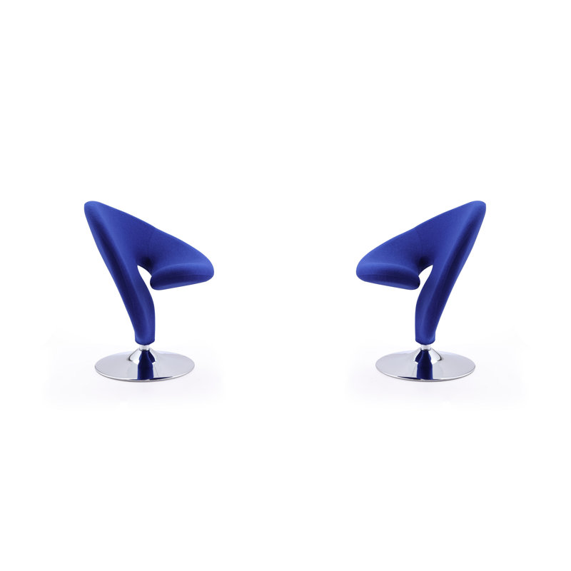 Fauteuil d'appoint pivotant Curl Modern, Mélange de polyester bleu