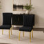 Ensemble de 2 chaises d'appoint Hols Parson, tissu noir, base en acier argenté-130623953-130623956