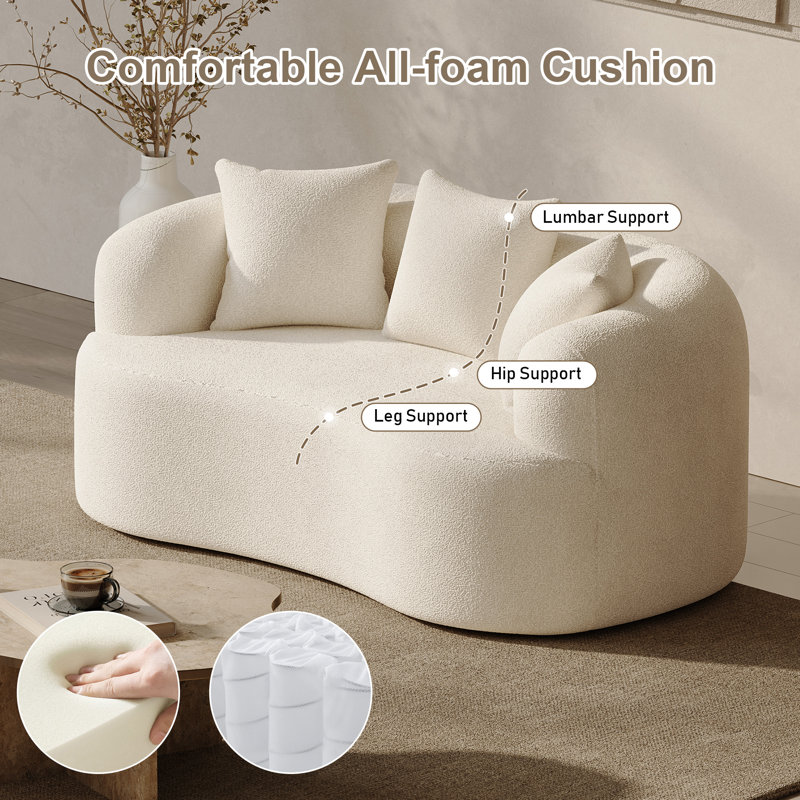 Canapé 68,5 po Chenille, H 24,8 po x l 68,5 po x P 39,4 po, Beige / Blanc, 2