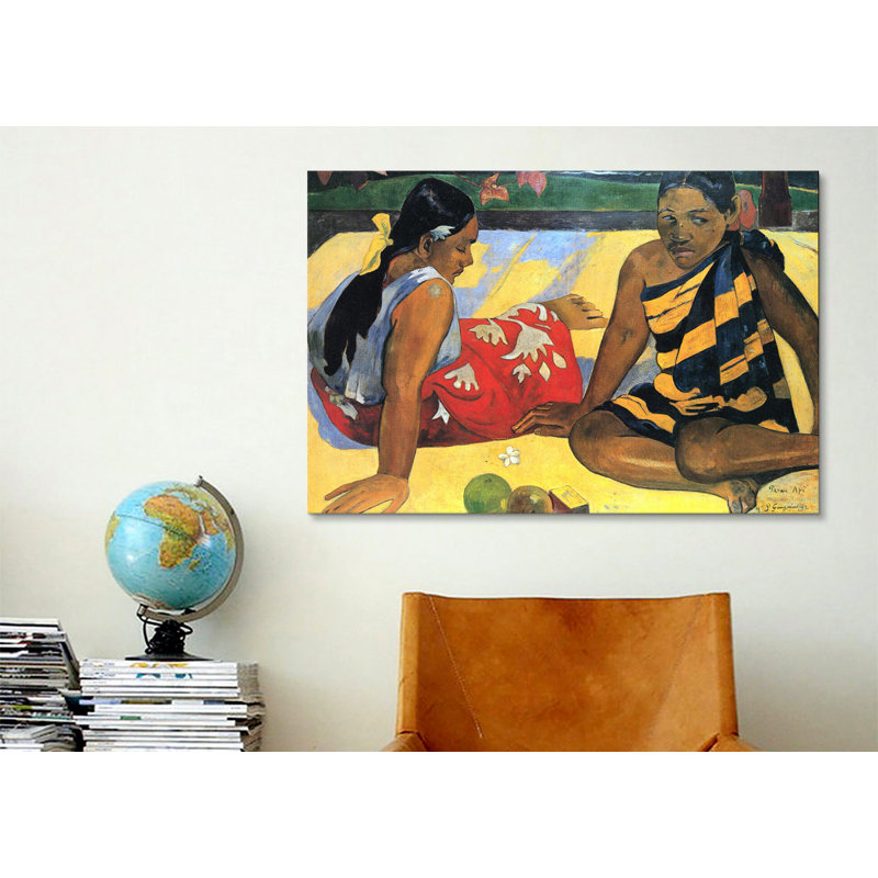 Deux femmes assises par Paul Gauguin - reproduction sur toile tendue, H 40 po x l 60 po x P 1,5 po, Toile tendue