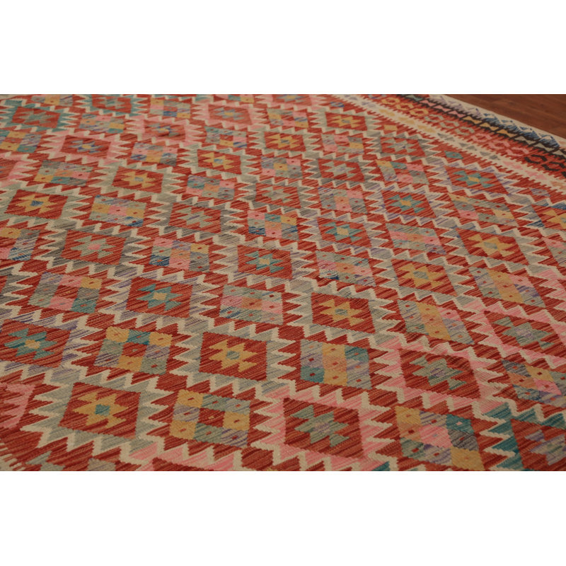 Tapis oriental en laine réversible kilim treillis 10 x 13