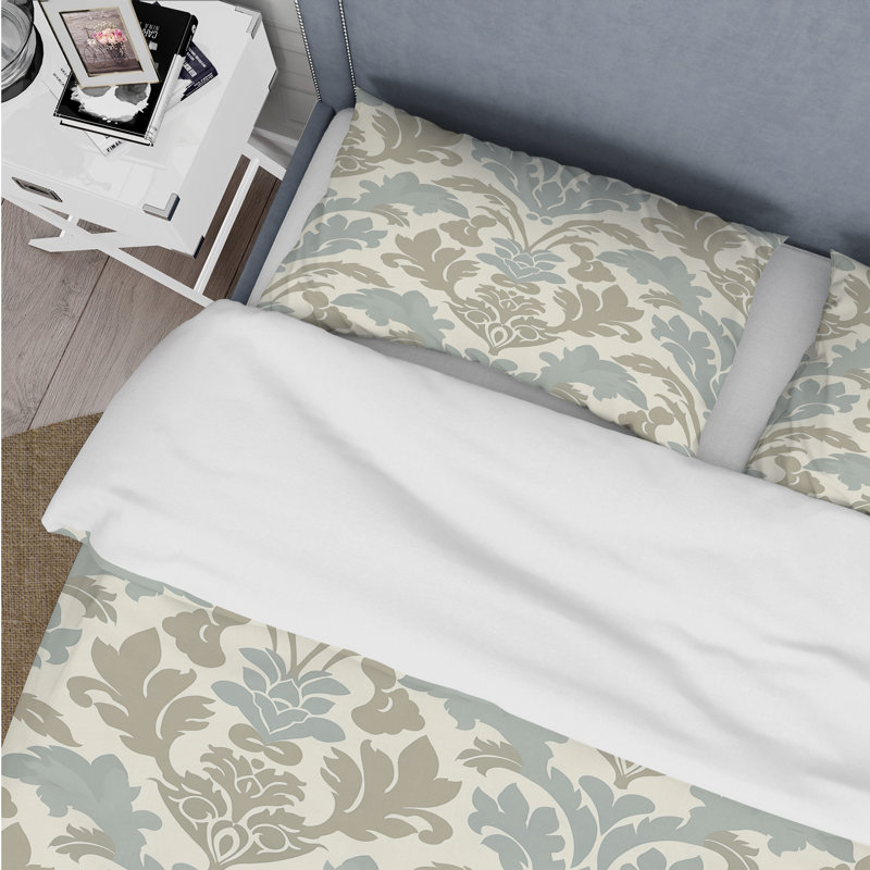 Ensemble de housse de couette à motif damassé gris I - Country, Housse de couette très grand + 2 taies décorativ