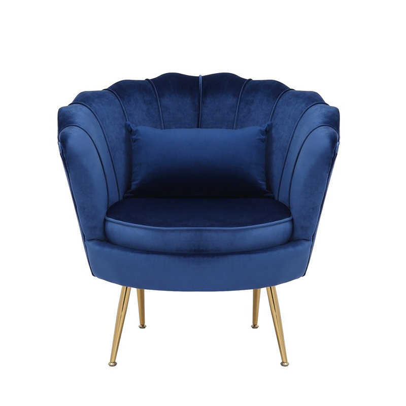 Bralon 32.5'' Wide Velvet Lounge Chair, Dark Blue Velvet