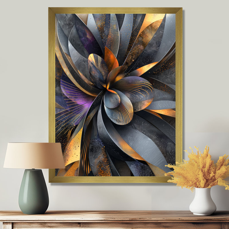Sean - Floral Wall Art, H 44 po x l 34 po, Reproduction encadrée d'une seule photo, Doré