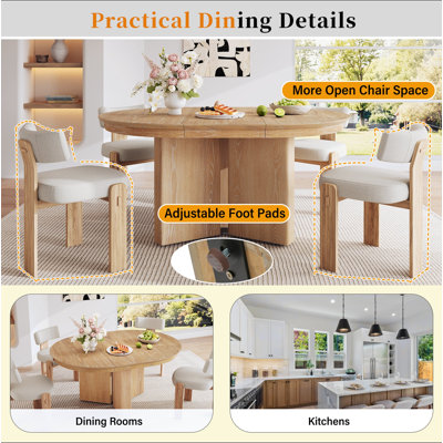 Table de salle à manger ovale extensible, table de cuisine de ferme moderne avec base à piédestal et patins réglables pour la salle à manger et la cuisine
