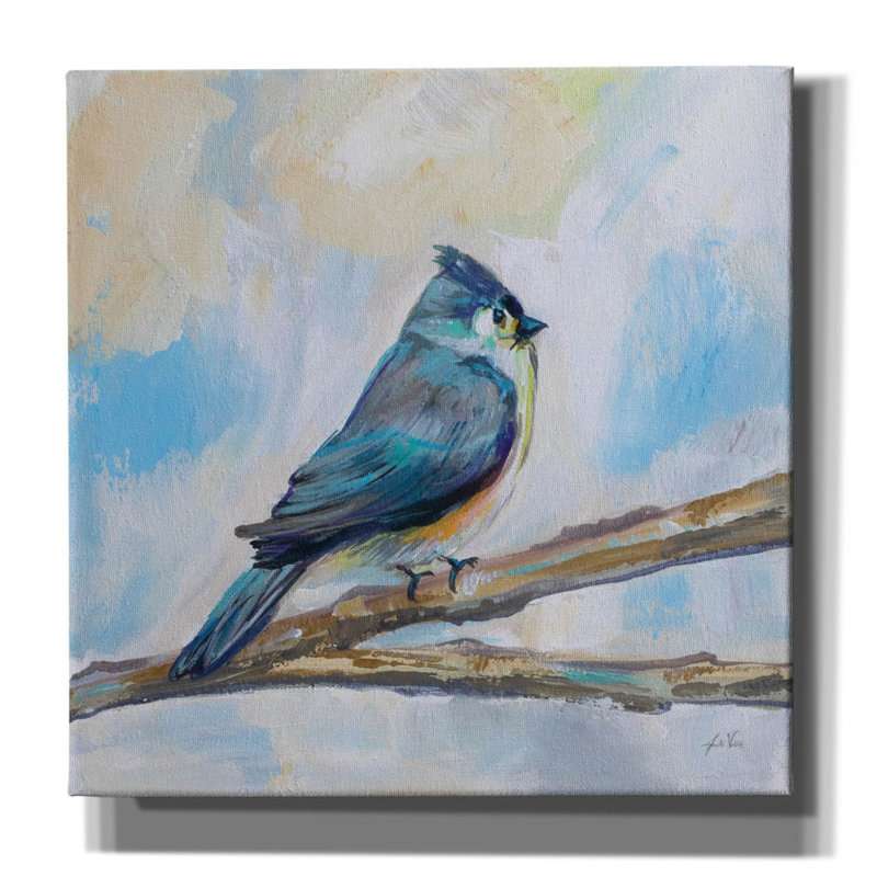  «Titmouse» par Jeanette Vertentes, art mural sur toile, 18 po x 18 po, H 12 po x l 12 po x P 0,75 po