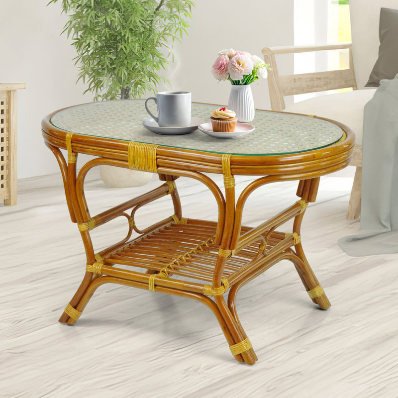 Glass Top Single Coffee Table, Colonial