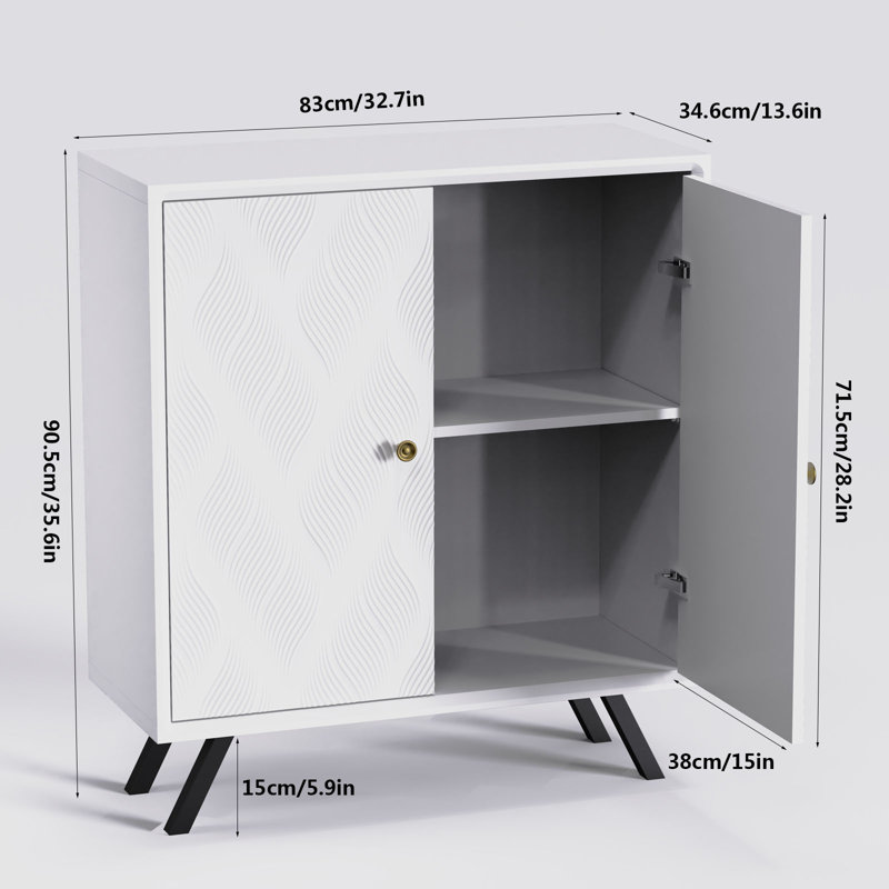 Armoire de rangement Buffet à chaussures avec 2 portes, motif décoratif et rangement compact 