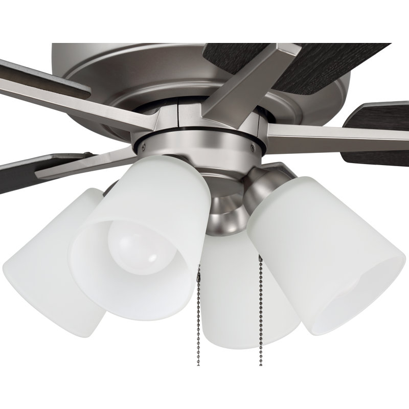 Lauresha 60'' Ceiling Fan with Light Kit, Brushed Satin Nickel/Black