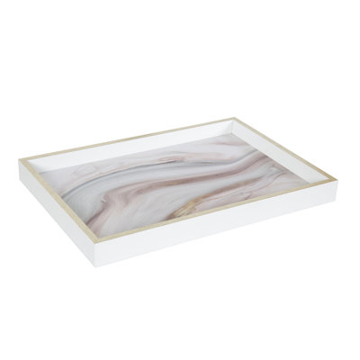 Plateau décoratif en bois avec repose-pieds 13 po x 19 po Marble Water