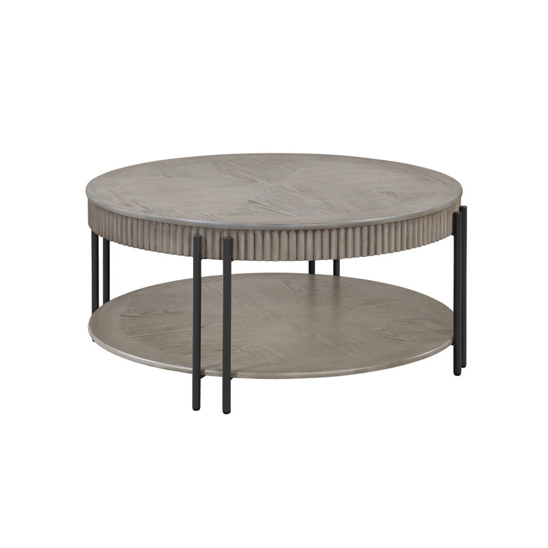 Table basse de salon moderne avec rangement inférieur - Tablette contemporaine brun noir / brun clair / brun clair