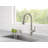 Capertee Brushed Nickel Kitchen Faucet with Pull Down Sprayer and Soap Dispenser, Modern Single Hole Kitchen Sink Faucet, Single Handle, Spotshield Stainless-86678073