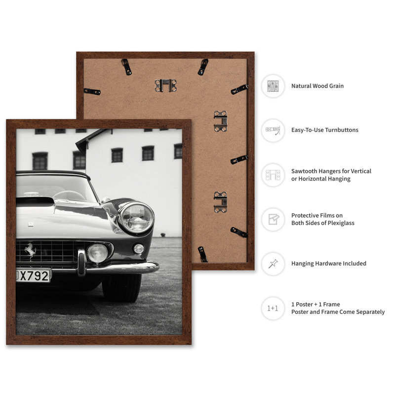 Voiture exotique, Poster, 08"H x 10"W, Brown Framed
