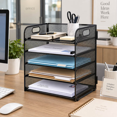 Rangement à 5 niveaux en métal avec poignée pour rangement de bureau