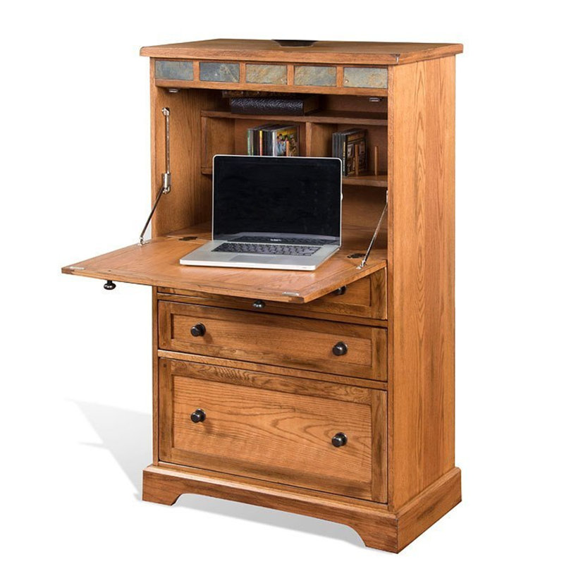 Armoire de bureau Murphy, rangement à 3 tiroirs, brun, 53 po
