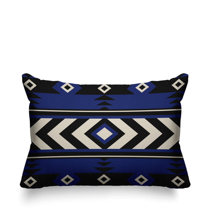 Coussin intérieur / extérieur Fika Southwestern, Bleu marine