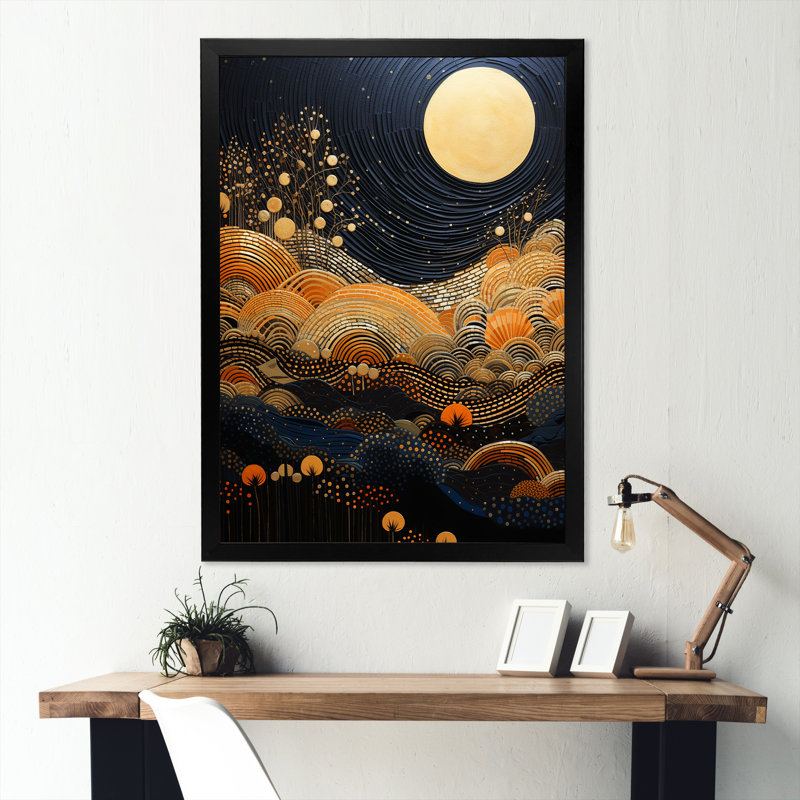 Soleil orange du désert dans un paysage audacieux II, Cadre flottant noir, H 20 po x l 12 po x P 1 po