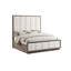 Ensemble de chambre à coucher King, capitonné, chêne brun, blanc, 2 pièces avec table de chevet