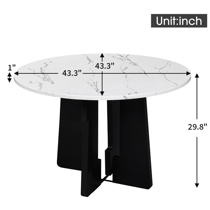 Table de salle à manger moderne, Blanc/Noir