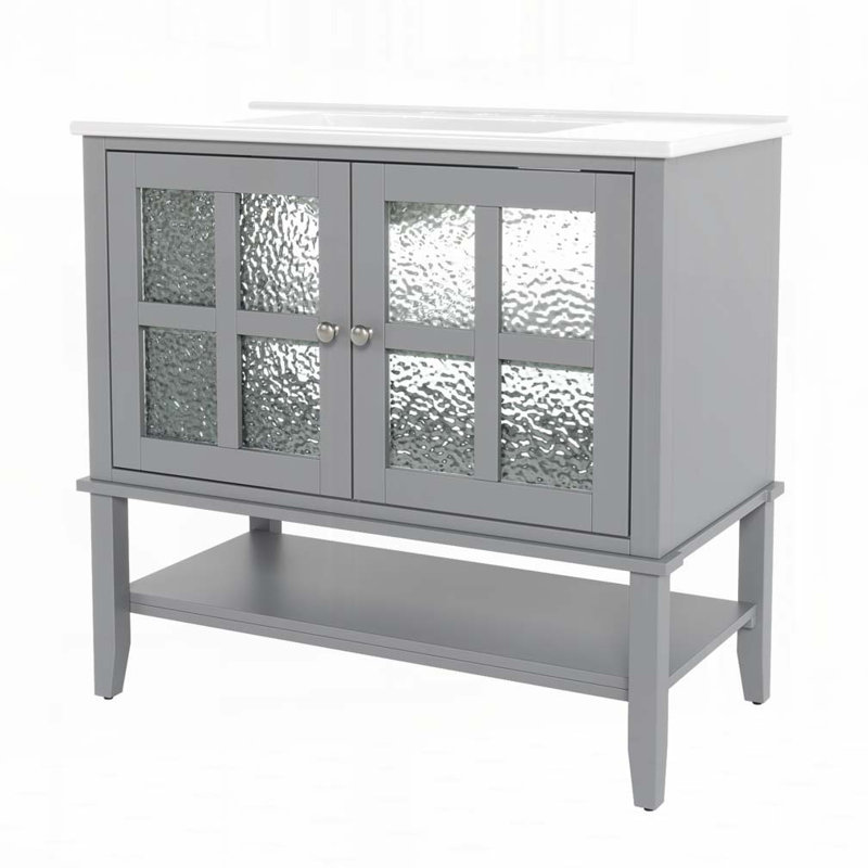 Bathroom Vanity with Ceramic Sink, Gray
