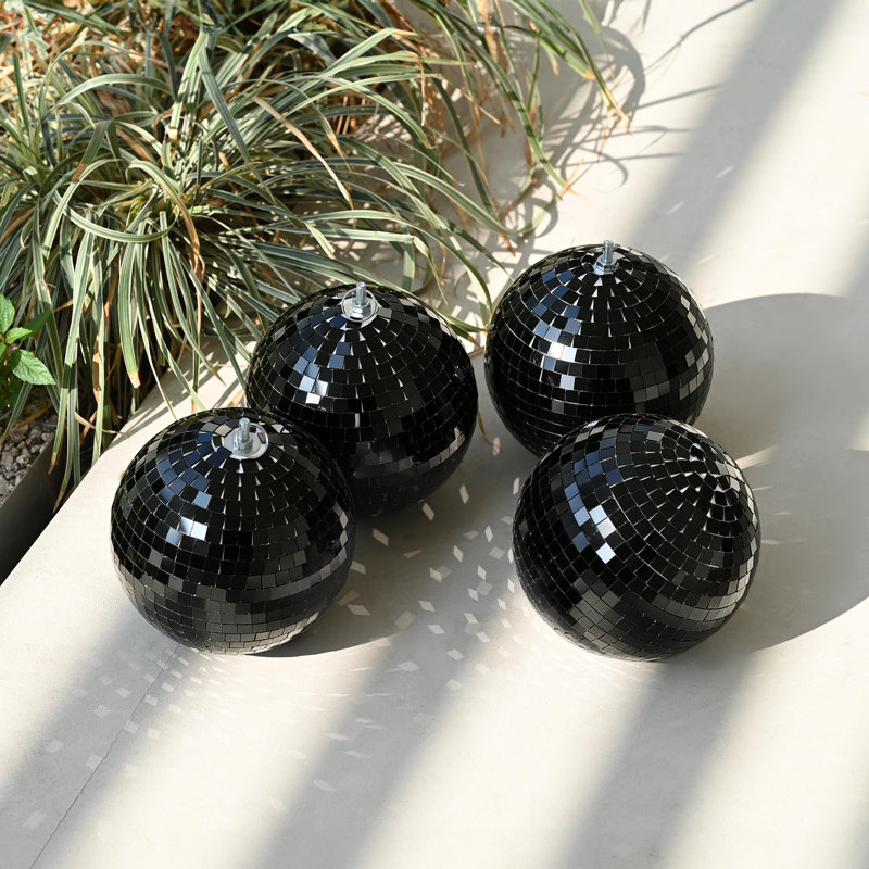 Yescom 4PCS 7" Small Disco Ball Mirror Mini Hanging Decor for 70s 80s Party Events Wedding DJ Dance Club Stage Lighting Black